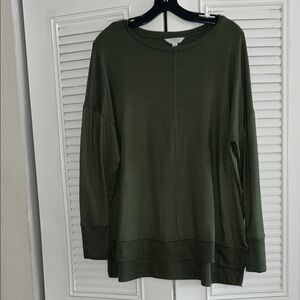 Olive Green Women's Top Tunic gently used size large . Item has been dry cleaned